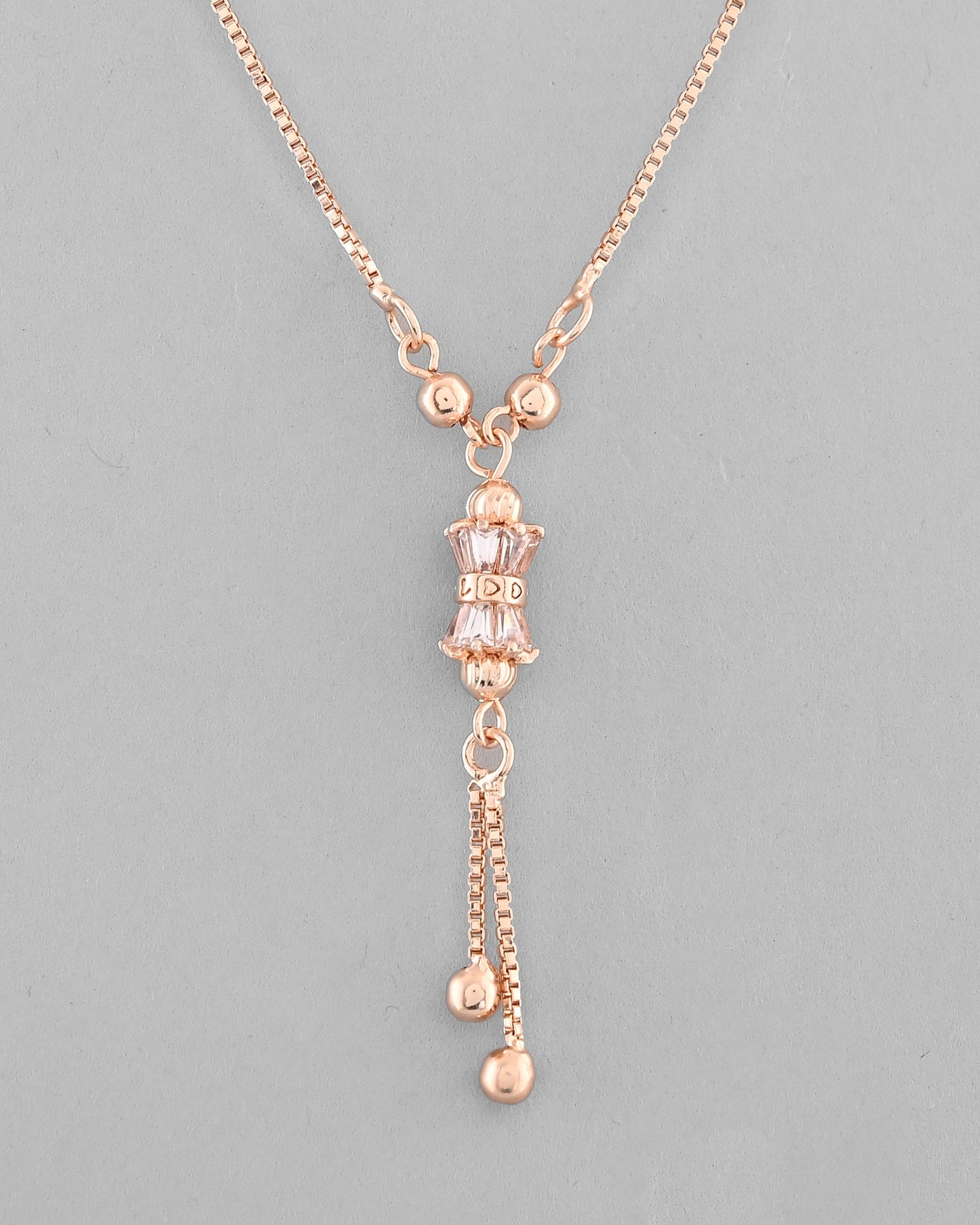 VOJ Rose Gold-Polished AD Stone Studded Chain | Swadesiicart