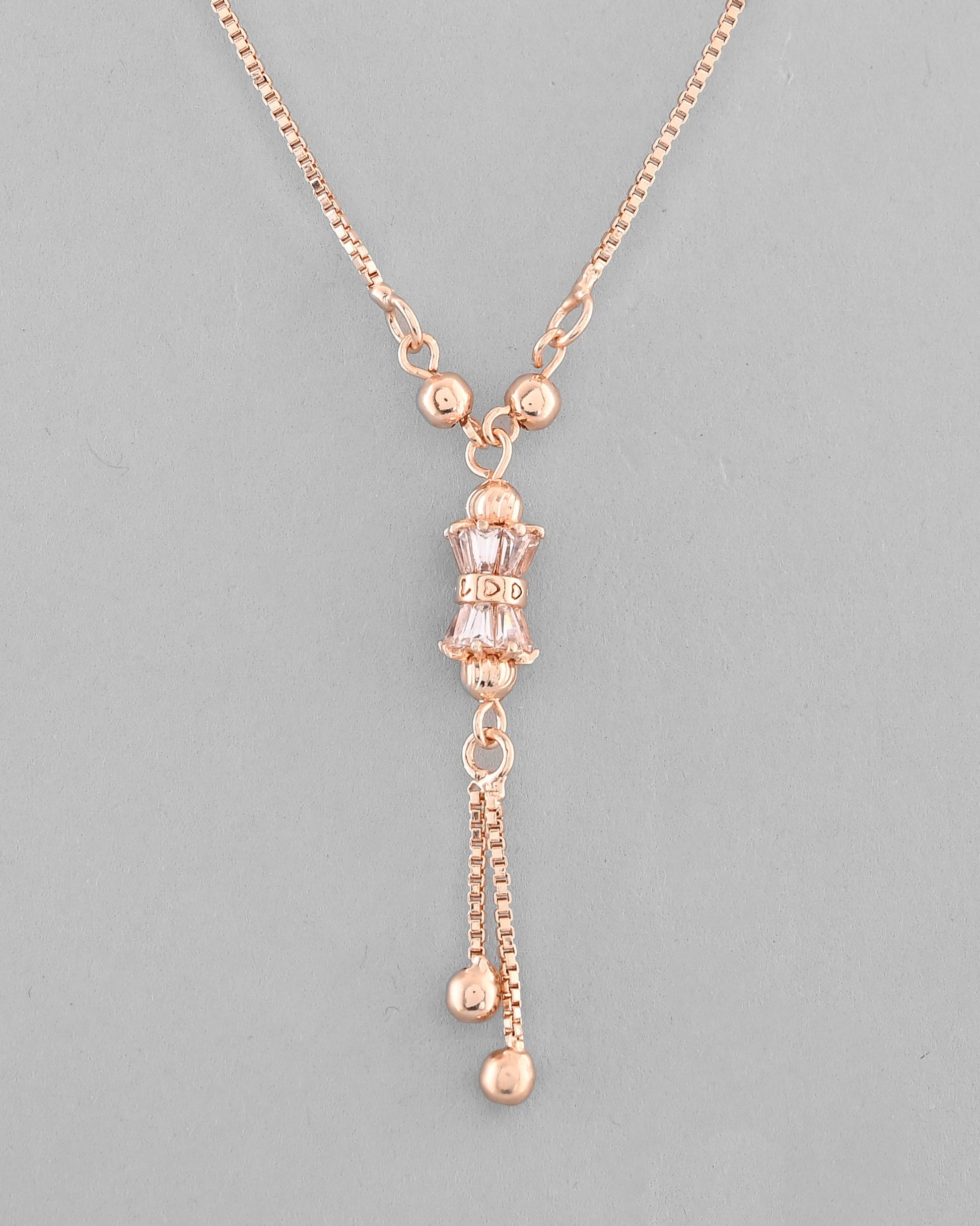 VOJ Rose Gold-Polished AD Stone Studded Chain | Swadesiicart