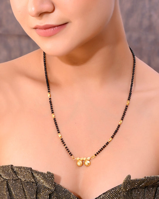 VOJ Gold-Polished Beaded Mangalsutra - Swadesiicart