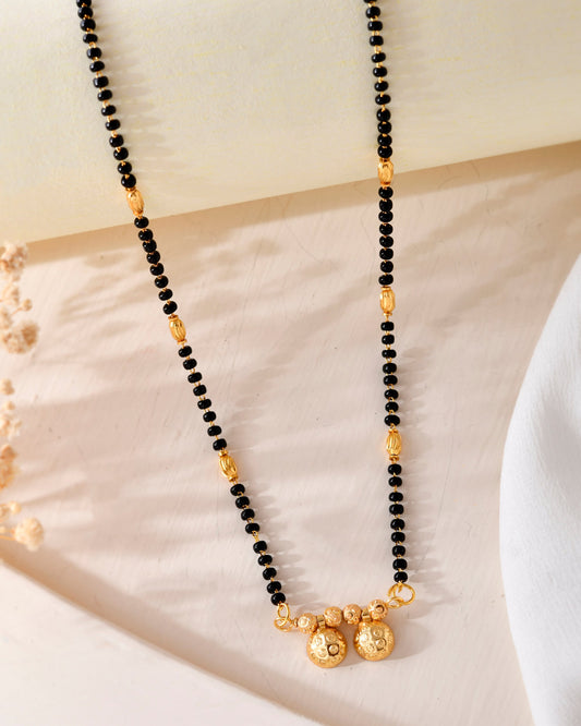 VOJ Gold-Polished Beaded Mangalsutra - Swadesiicart