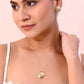 VOJ White and Yellow Gold-Polished Chain With Flower shaped Pandent And Flower shaped Earrings - Swadesiicart