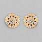 VOJ White and Yellow Gold-Polished Chain With Flower shaped Pandent And Flower shaped Earrings - Swadesiicart