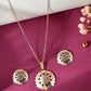 VOJ White and Yellow Gold-Polished Chain With Flower shaped Pandent And Flower shaped Earrings - Swadesiicart