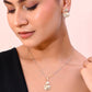 VOJ White and Yellow Gold-Polished Chain With Leaf shaped Pandent And Leaf shaped Earrings - Swadesiicart