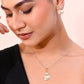 VOJ White and Yellow Gold-Polished Chain With Leaf shaped Pandent And Leaf shaped Earrings - Swadesiicart