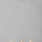 VOJ White and Yellow Gold-Polished Chain With Leaf shaped Pandent And Leaf shaped Earrings - Swadesiicart