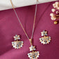 VOJ White and Yellow Gold-Polished Chain With Leaf shaped Pandent And Leaf shaped Earrings - Swadesiicart
