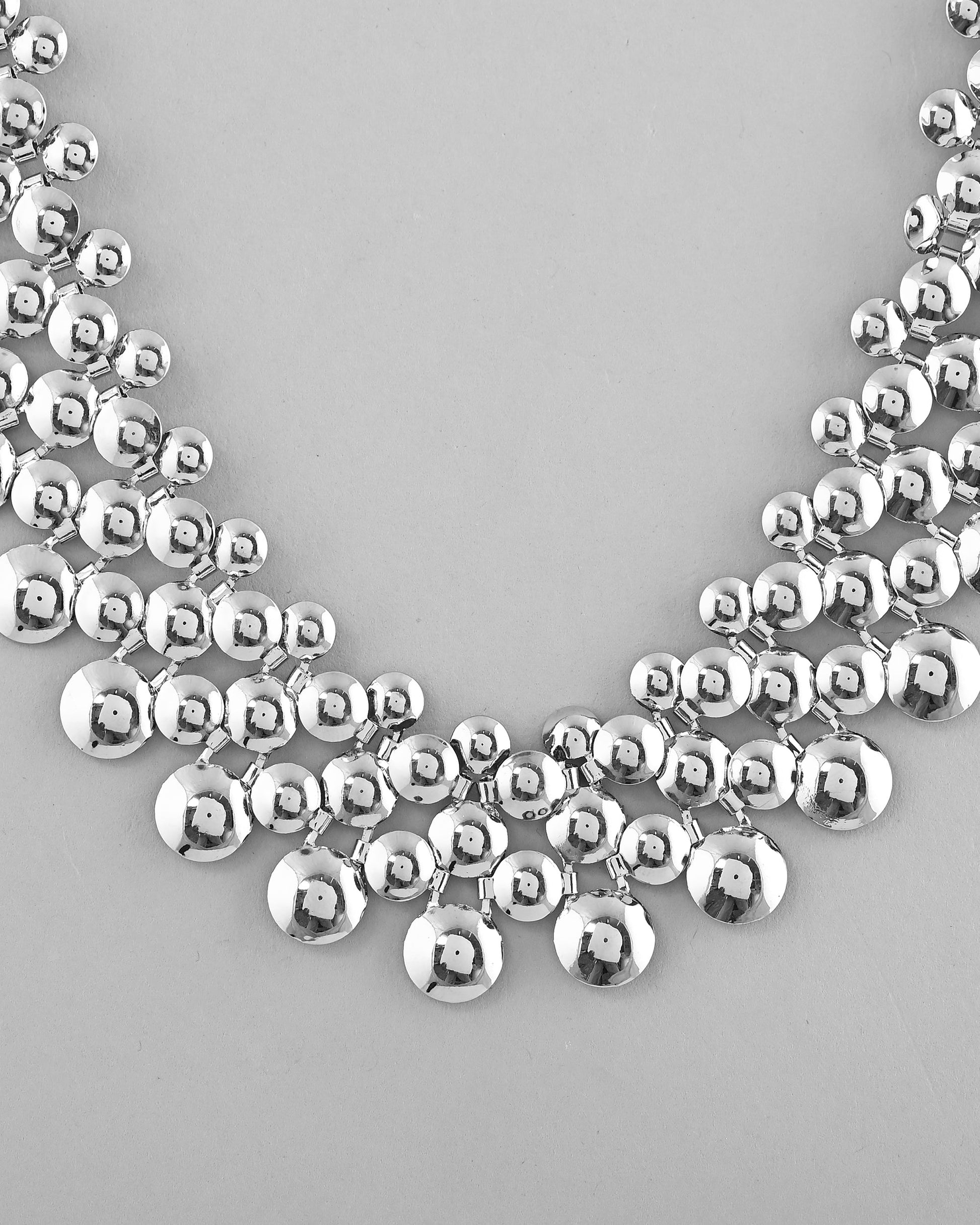 VOJ Silver Plated Long Necklace With Earrings Set - Swadesiicart