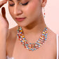 VOJ Multi Coloured Long Necklace With Earrings Set - Swadesiicart