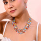 VOJ Multi Coloured Long Necklace With Earrings Set - Swadesiicart