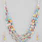 VOJ Multi Coloured Long Necklace With Earrings Set - Swadesiicart