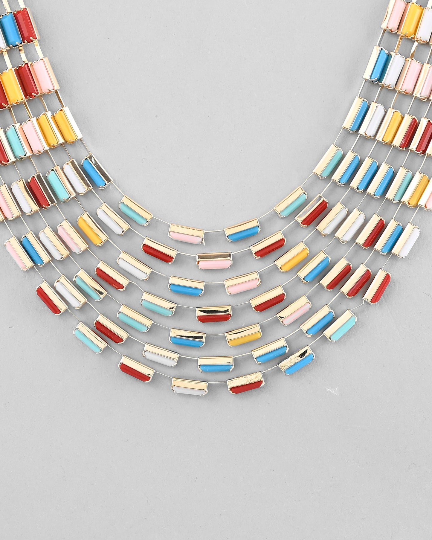 VOJ Multi Coloured Long Necklace With Earrings Set - Swadesiicart