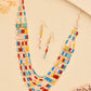 VOJ Multi Coloured Long Necklace With Earrings Set - Swadesiicart