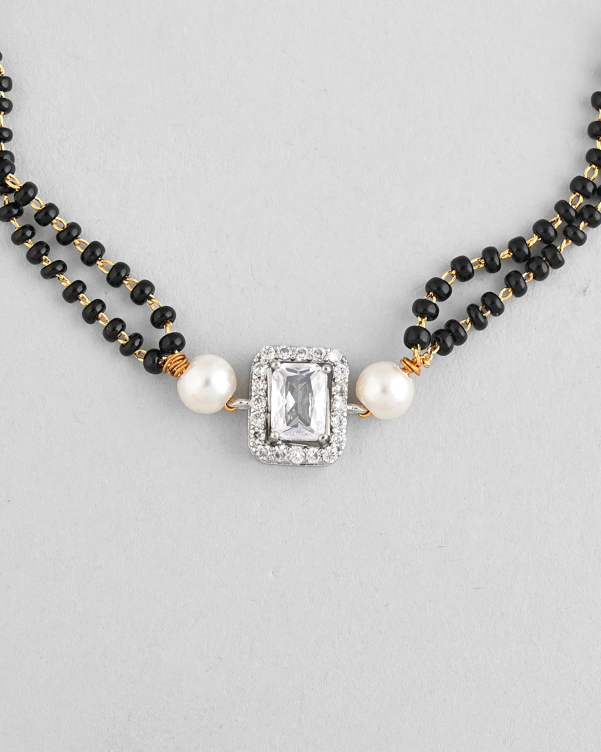 VOJ Rectangle Shaped And AD Stone Silver Plated Mangalsutra bracelet - Swadesiicart