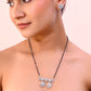 VOJ Silver-Plated Black Beaded & AD Studded Chain Mangalsutra Set - Swadesiicart