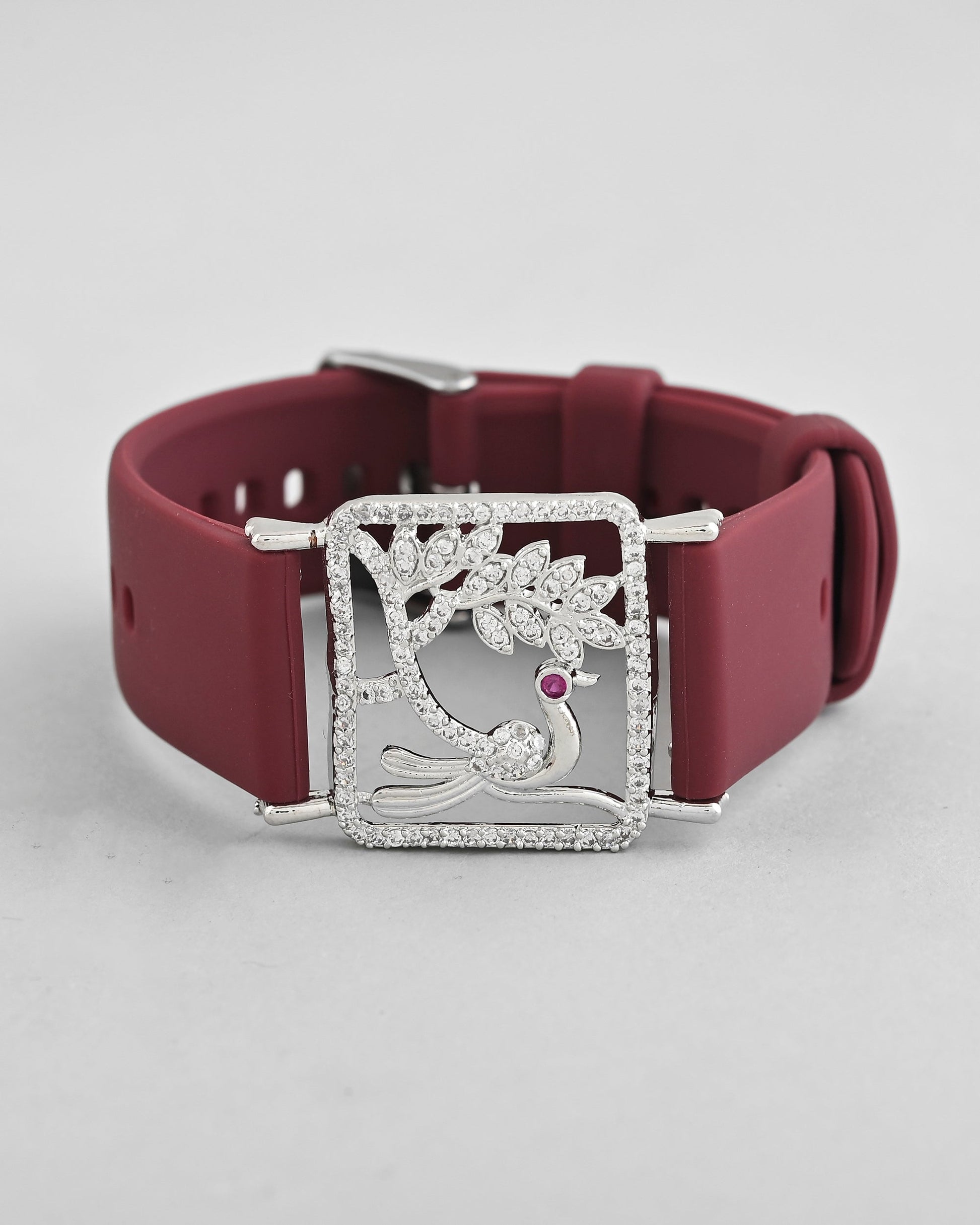 VOJ Silver Plated AD Stone Studded Belt Bracelet - Swadesiicart