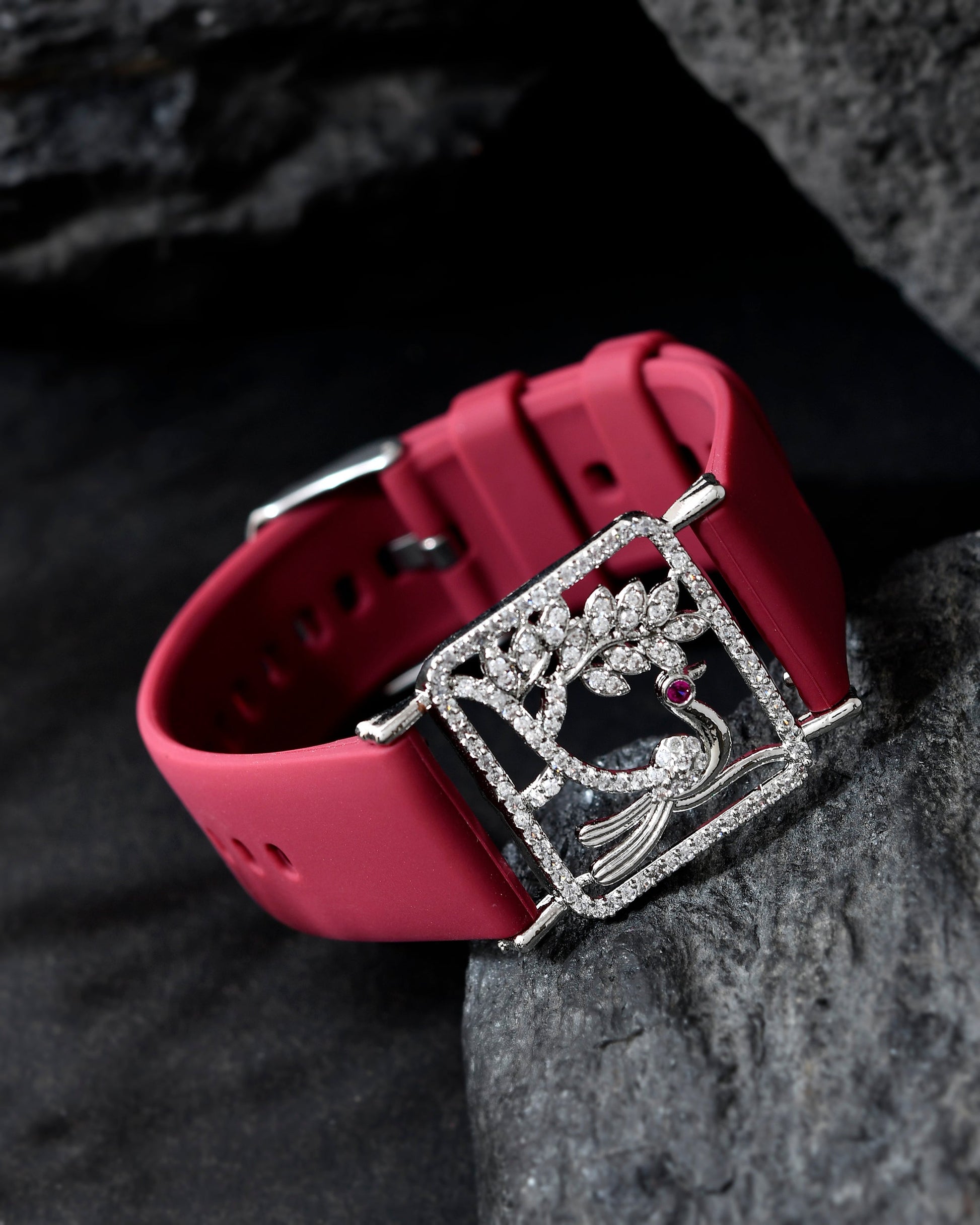 VOJ Silver Plated AD Stone Studded Belt Bracelet - Swadesiicart