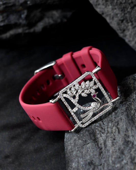 VOJ Silver Plated AD Stone Studded Belt Bracelet - Swadesiicart