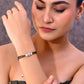 VOJ Silver Plated AD Stone Studded Cylindrical Shaped Mangalsutra Bracelet - Swadesiicart