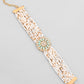 VOJ Gold-Polished Green Flower Studded And Beaded Mutli Layer Bracelet - Swadesiicart