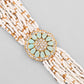 VOJ Gold-Polished Green Flower Studded And Beaded Mutli Layer Bracelet - Swadesiicart