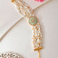 VOJ Gold-Polished Green Flower Studded And Beaded Mutli Layer Bracelet - Swadesiicart
