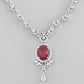VOJ Silver-Plated White And Maroon Colour AD-Studded Jewellery Set - Swadesiicart