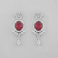 VOJ Silver-Plated White And Maroon Colour AD-Studded Jewellery Set - Swadesiicart