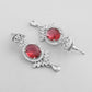 VOJ Silver-Plated White And Maroon Colour AD-Studded Jewellery Set - Swadesiicart