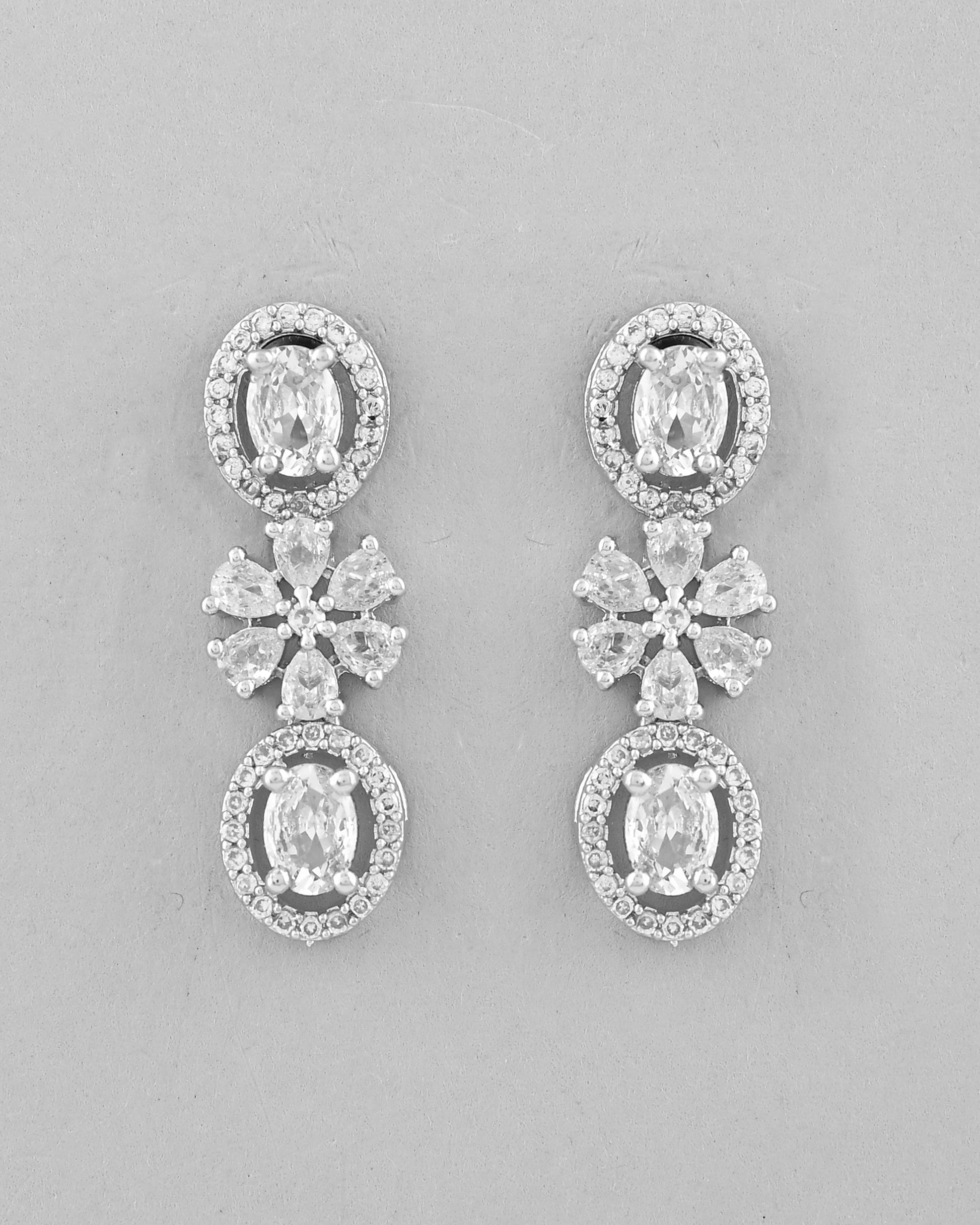VOJ Silver-Plated AD-Studded Jewellery Set - Swadesiicart