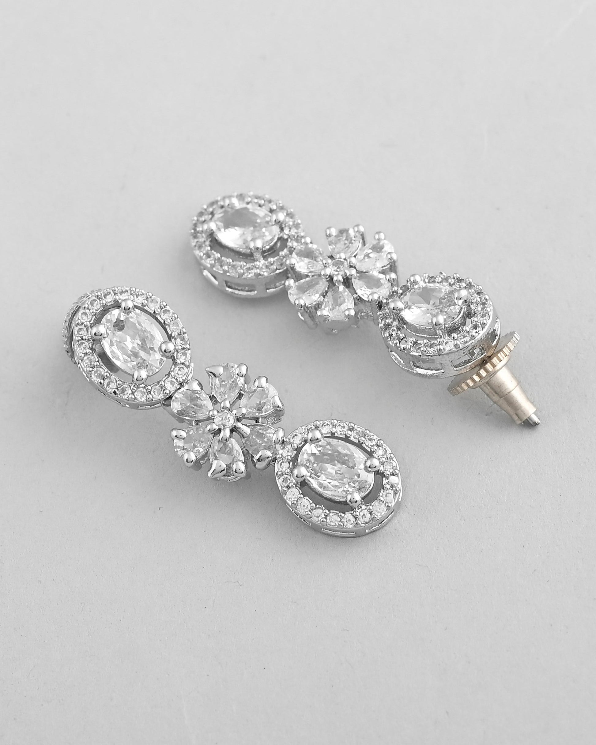 VOJ Silver-Plated AD-Studded Jewellery Set - Swadesiicart