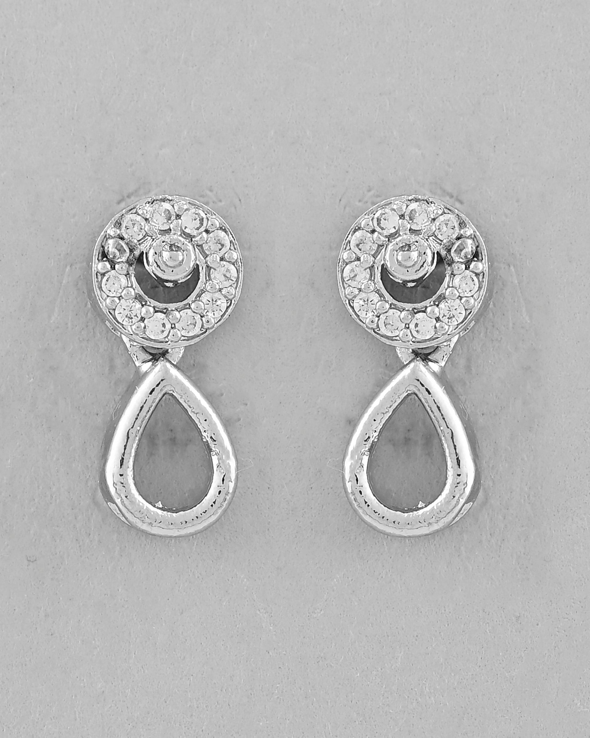 VOJ Silver-Plated AD-Studded Designer Jewellery Set - Swadesiicart