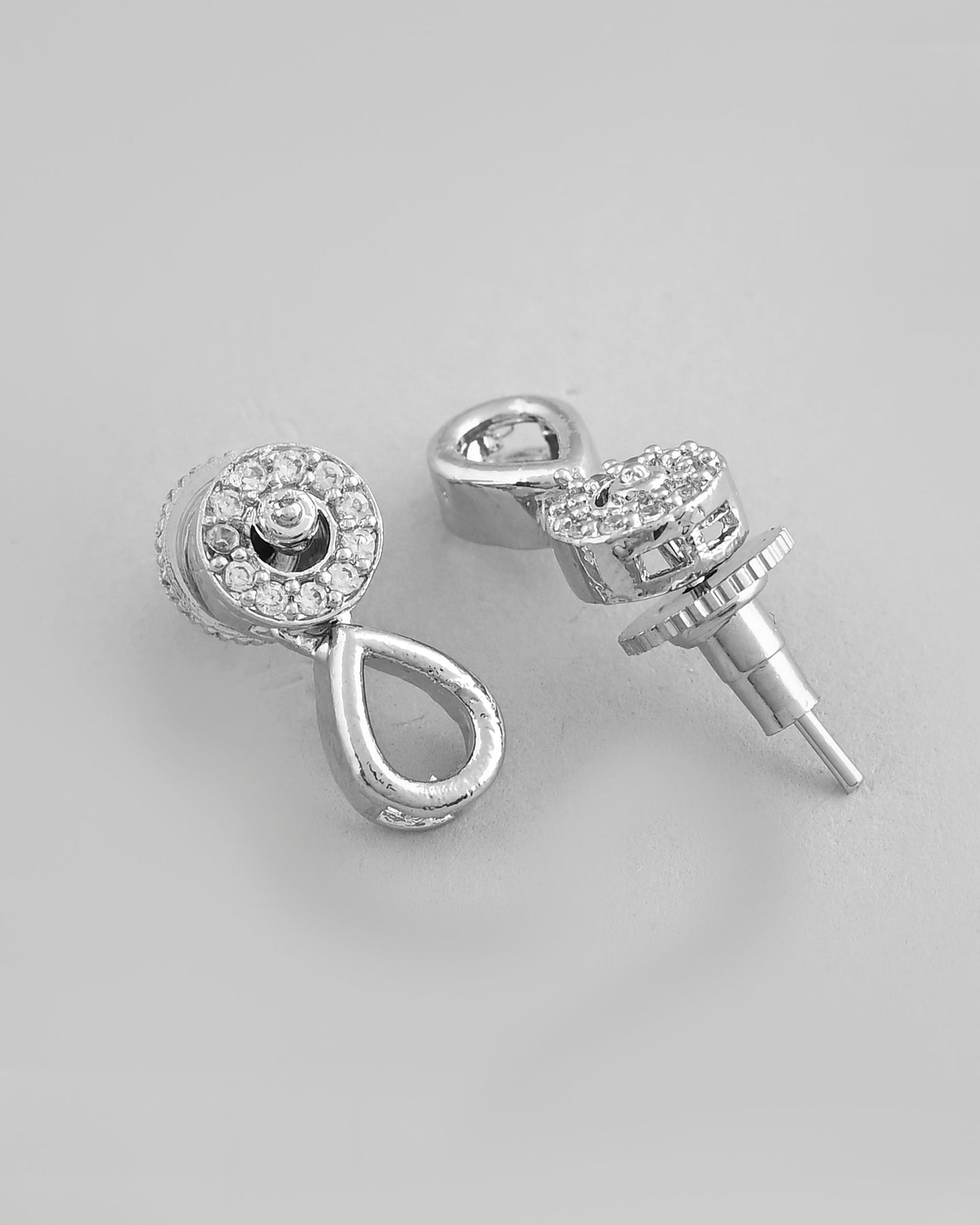 VOJ Silver-Plated AD-Studded Designer Jewellery Set - Swadesiicart