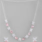 VOJ Silver Plated Pink And White Stone Studded Necklace with Earrings Set - Swadesiicart