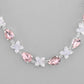 VOJ Silver Plated Pink And White Stone Studded Necklace with Earrings Set - Swadesiicart