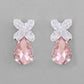 VOJ Silver Plated Pink And White Stone Studded Necklace with Earrings Set - Swadesiicart