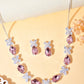 VOJ Silver Plated Pink And White Stone Studded Necklace with Earrings Set - Swadesiicart