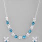 VOJ Silver Plated Blue And White Stone Studded Necklace with Earrings Set - Swadesiicart