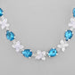VOJ Silver Plated Blue And White Stone Studded Necklace with Earrings Set - Swadesiicart