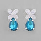 VOJ Silver Plated Blue And White Stone Studded Necklace with Earrings Set - Swadesiicart
