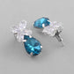 VOJ Silver Plated Blue And White Stone Studded Necklace with Earrings Set - Swadesiicart
