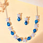VOJ Silver Plated Blue And White Stone Studded Necklace with Earrings Set - Swadesiicart