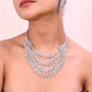 VOJ Silver Plated Stone Studded Multi Layer Jewellery Set - Swadesiicart