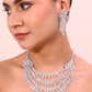 VOJ Silver Plated Stone Studded Multi Layer Jewellery Set - Swadesiicart