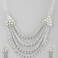 VOJ Silver Plated Stone Studded Multi Layer Jewellery Set - Swadesiicart