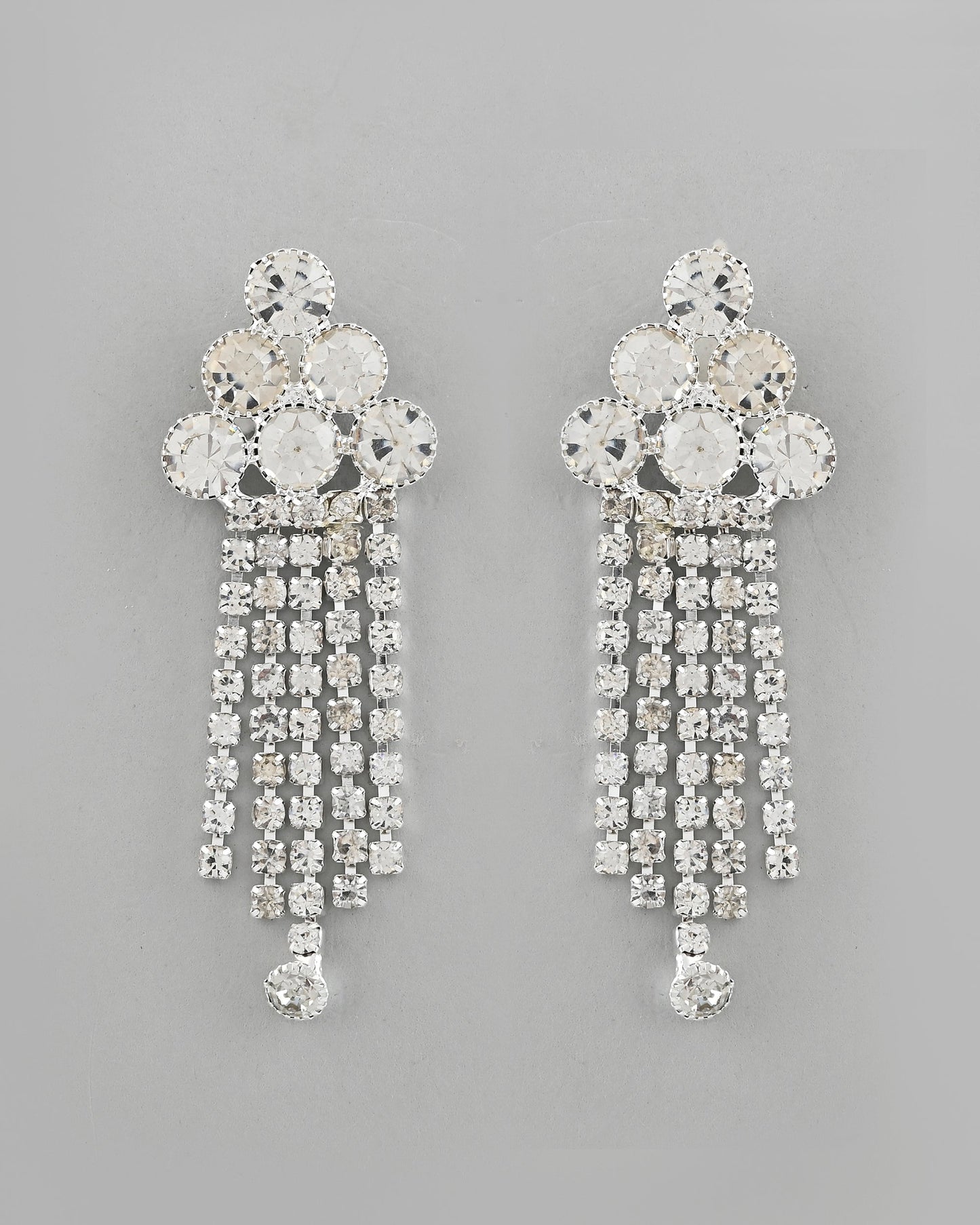 VOJ Silver Plated Stone Studded Multi Layer Jewellery Set - Swadesiicart