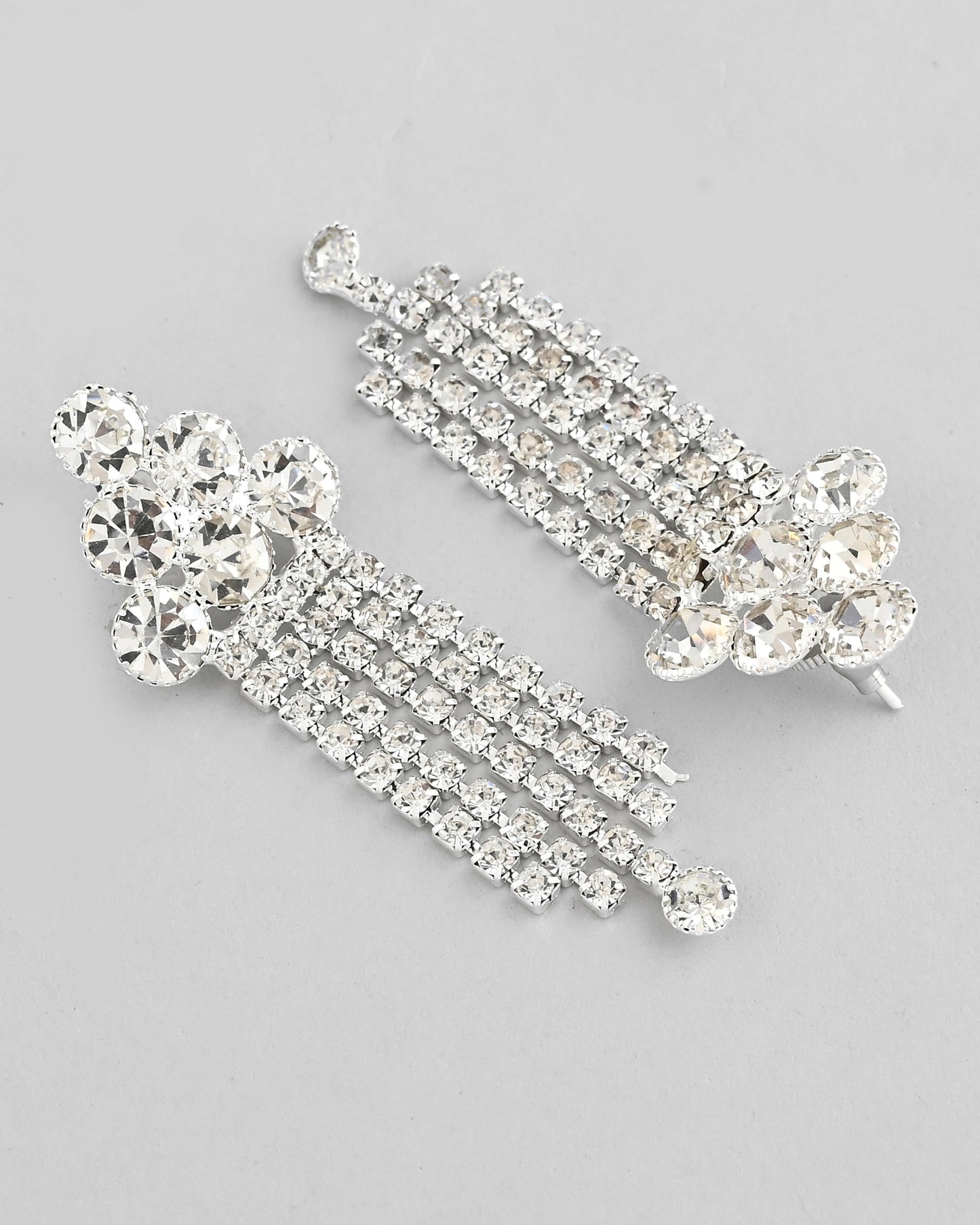 VOJ Silver Plated Stone Studded Multi Layer Jewellery Set - Swadesiicart