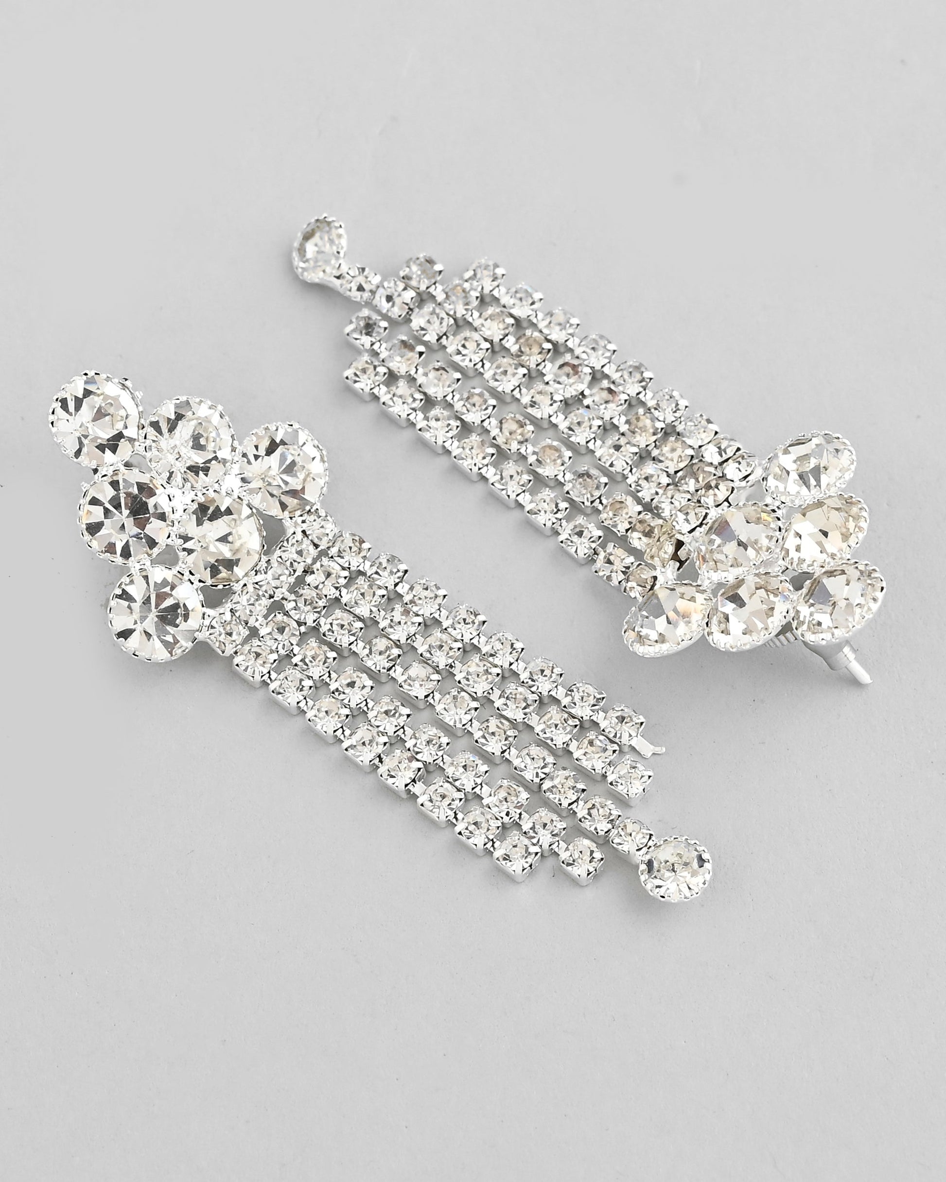 VOJ Silver Plated Stone Studded Multi Layer Jewellery Set - Swadesiicart