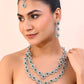 VOJ AD Studded with White and Green Stone Layered Jewellery Set - Swadesiicart
