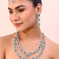VOJ AD Studded with White and Green Stone Layered Jewellery Set - Swadesiicart